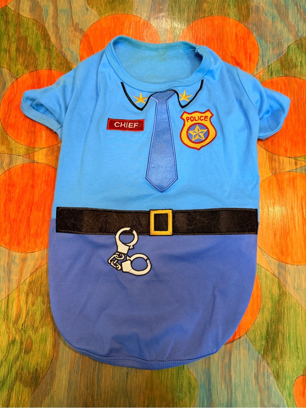Parisian Pet Dog Costume Size 3XL Officer Woof Police Pet Halloween Blue Handcuf